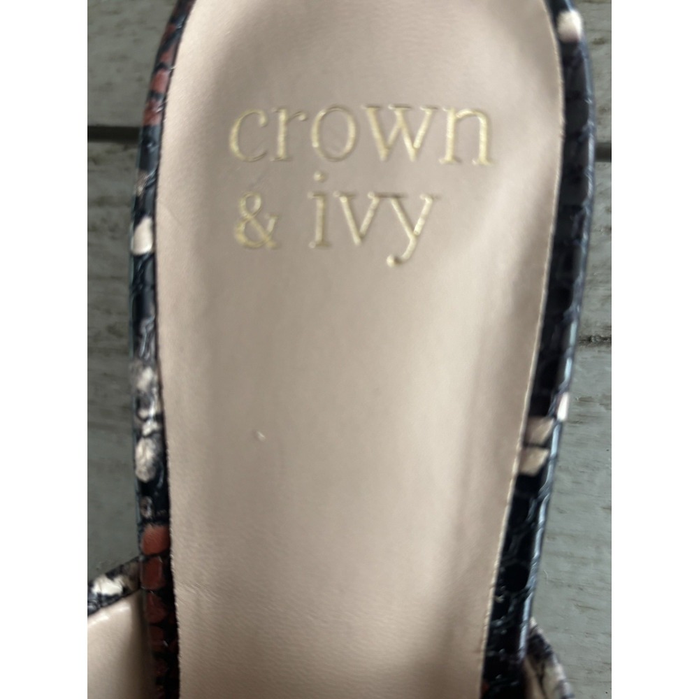 CROWN & IVY Womens Snake Print Pointed Toe Slip on Mules Kelsey 8 M - Picture 7 of 8